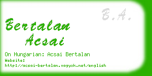 bertalan acsai business card